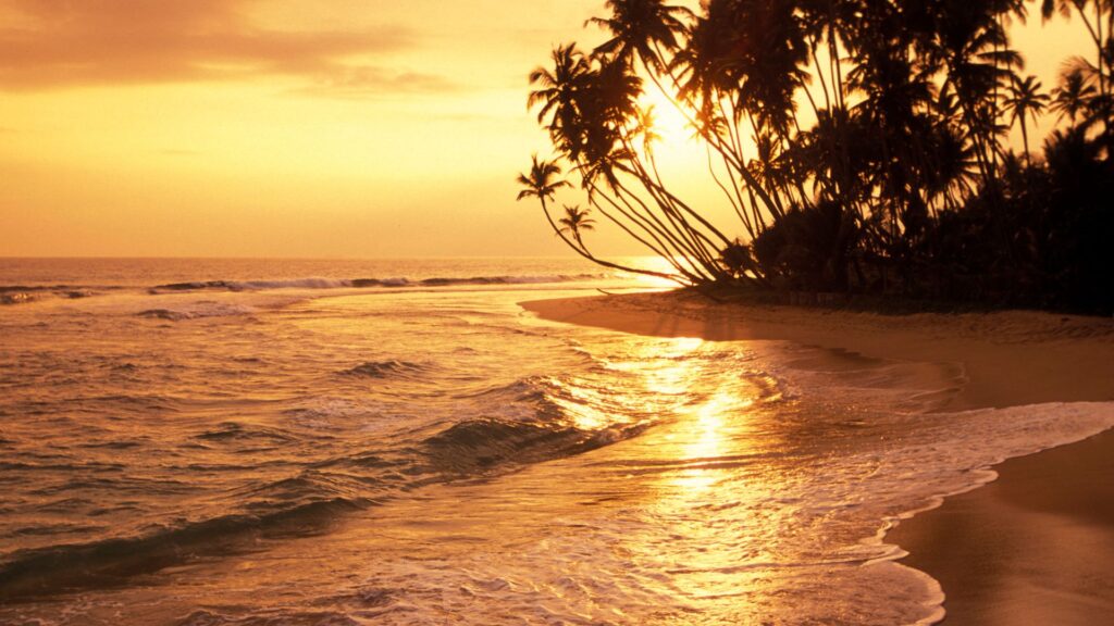 beautiful sunset at the beach in the coastal town of Matara in Sri Lanka