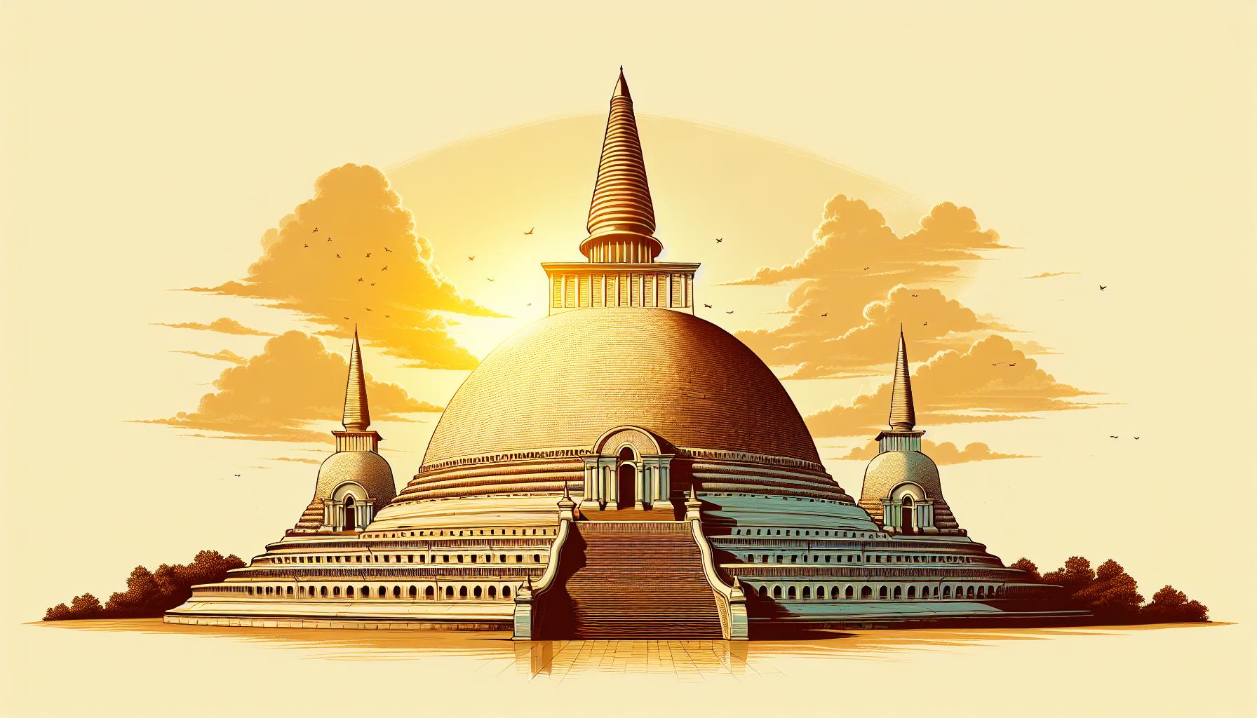 Stunning Stupa Against a Golden Sunset