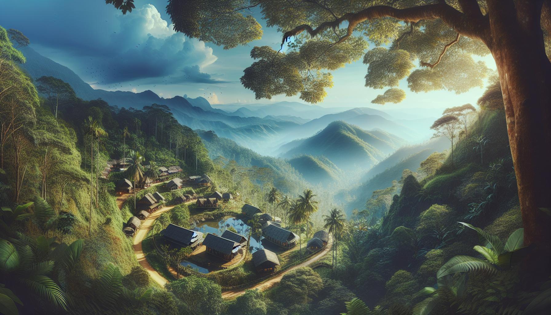 serene-landscape-village-surrounded-by-mountainous-forest-and-palm-trees