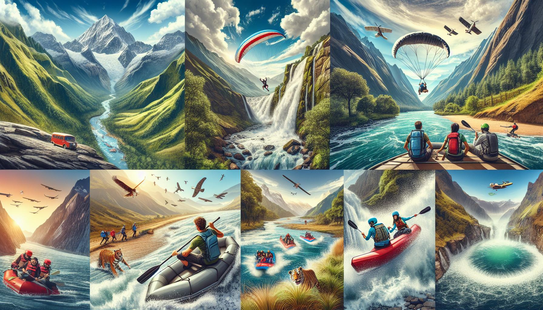 Adventure Activities in a Scenic Landscape Collage