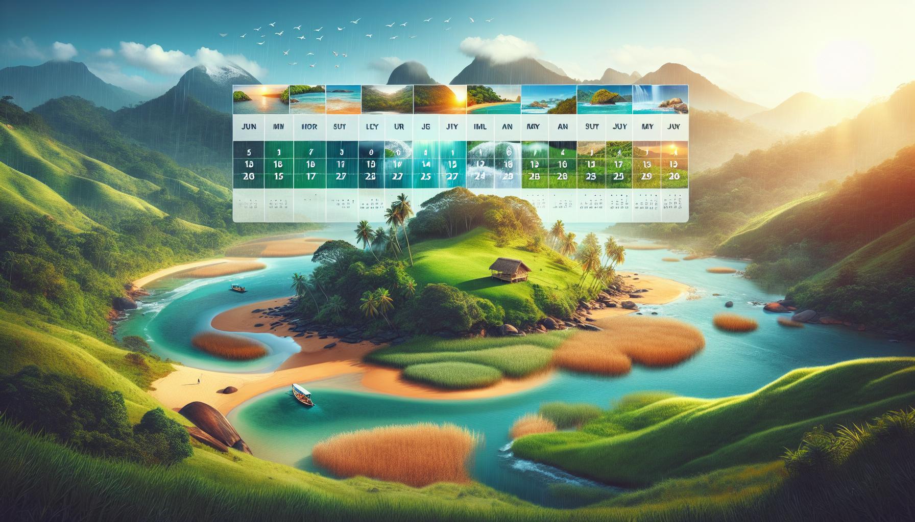 Serene Landscape with Calendar Overlay