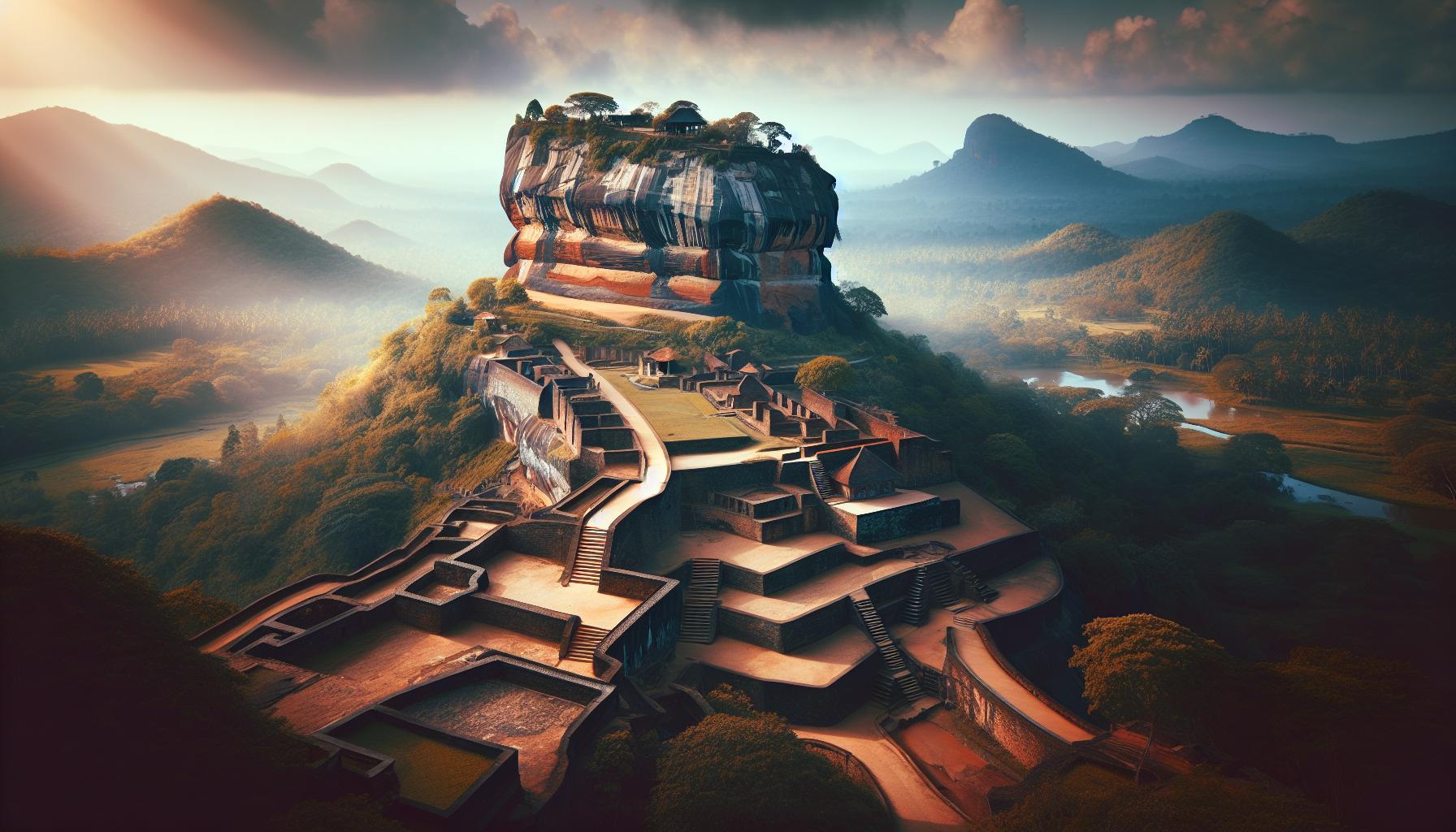 Sigiriya Rock Fortress in Sri Lanka at Sunrise