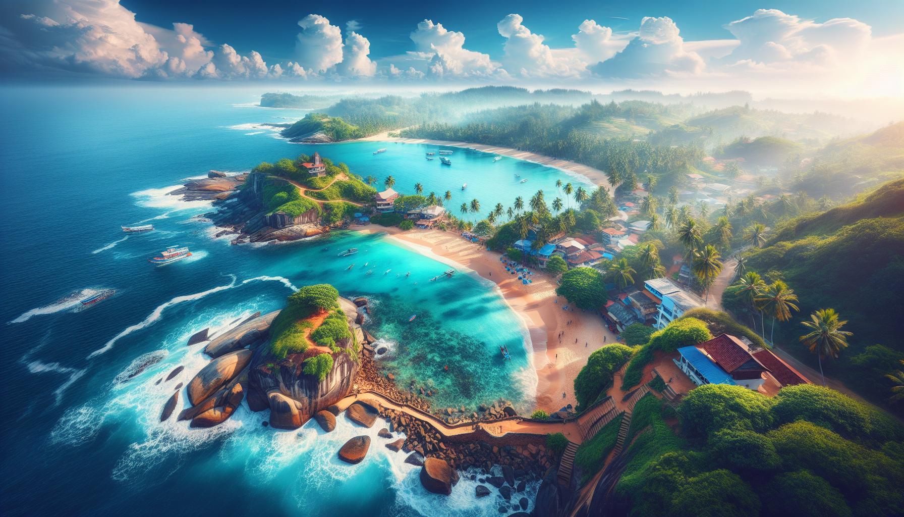 Tropical Coastal Paradise with Blue Waters and Palm Trees