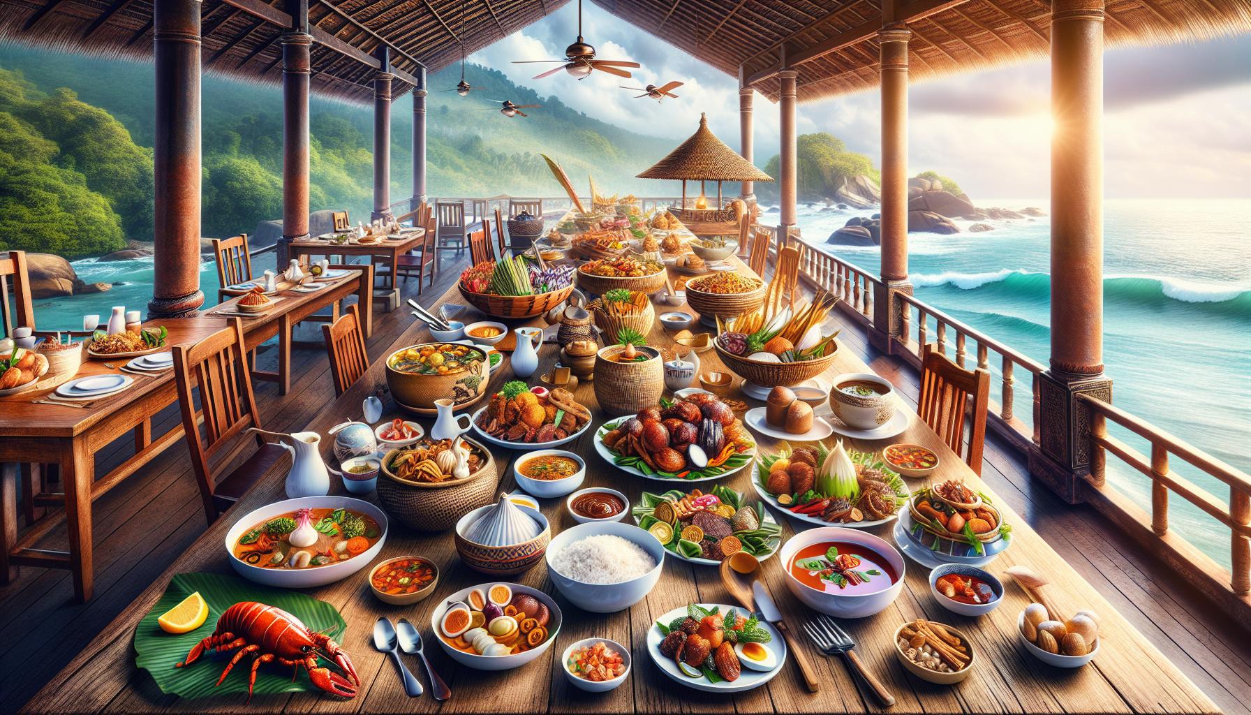 Tropical Seafood Feast by the Ocean