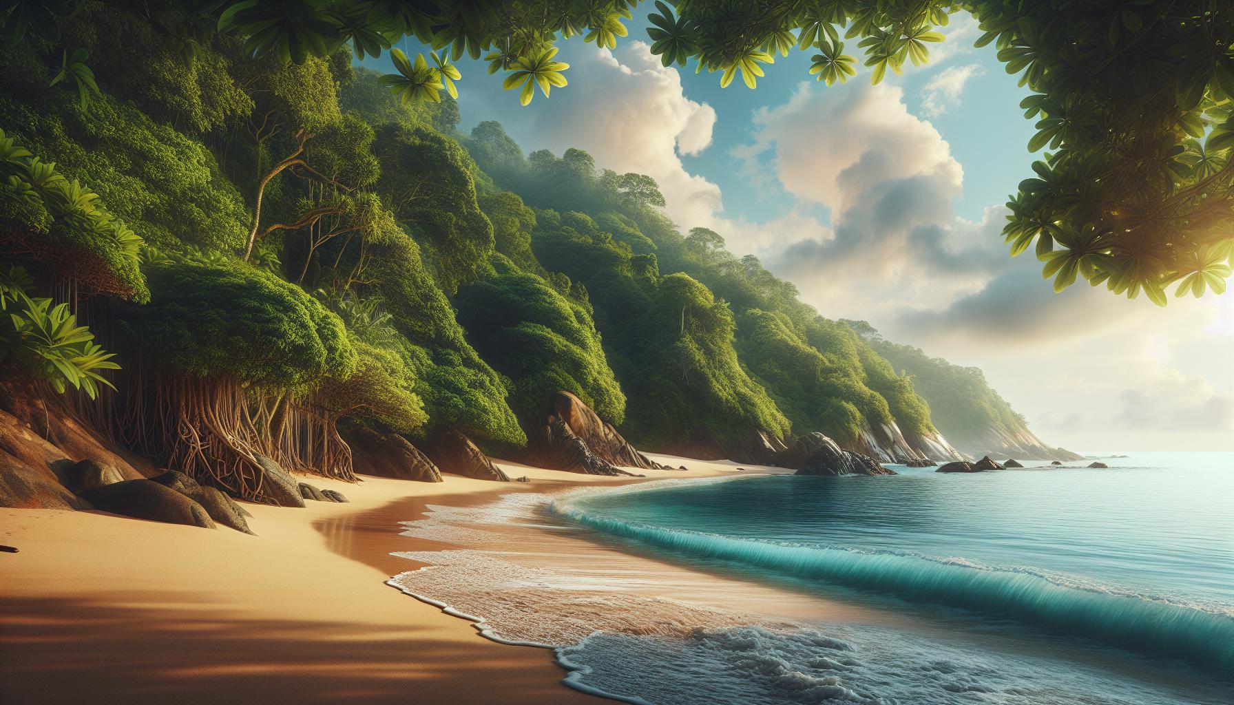 tropical-beach-landscape-with-lush-greenery-and-gentle-waves